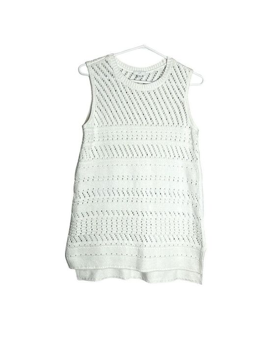 J. Jill Sweaters - J. Jill Linen Cotton Blend Sleeveless Tunic Sweater White Crochet, size XSP